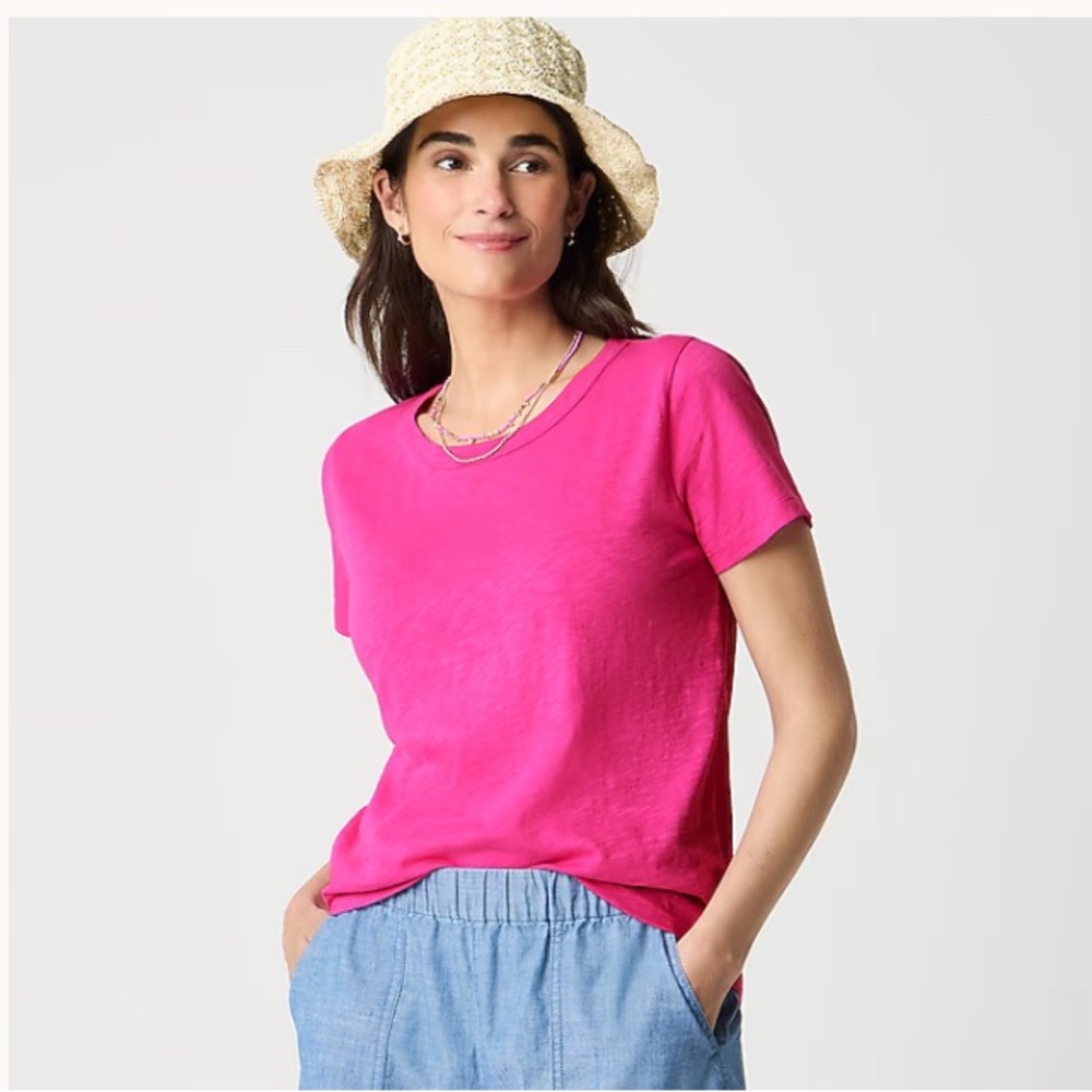 J. Crew hot pink girlfriend tee short sleeve - Picture 6 of 6